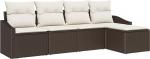 Rantry 5-Teiliges Garten Sofa Set mit Kissen Braun Poly Rattan Gartenlounge Model3346678