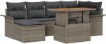 Rantry 7-teiliges Garten Sofa Set mit Kissen Grau Poly Rattan Gartenlounge Model3358092