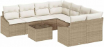 Rantry 9-teiliges Garten-Sofa-Set mit Kissen in Beige aus Poly-Rattan Gartenlounge Model3346661