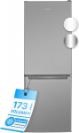 Bomann&reg; Fridge with Freezer 143 cm High, Cool Freezer Combination 173 L with 3 Shelves and 3 Drawers, Door Hinge Changeable, Quiet Fridge Freezer Combination 40 dB, Refrigerator, KG 7331 inox