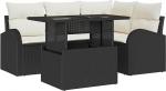 5-teiliges Garten Sofa Set mit Kissen Schwarz Poly Rattan, 2-Sitzer Garten Sofa mit Stauraum & Kissen Schwarz Poly Rattan Gartenlounge Model3357370