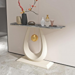 Generisch Moderner Konsolentisch mit Stauraum, dekorativer Akzenttisch f&uuml;r Eingangsbereich und Flur, zeitgen&ouml;ssische Foyerm&ouml;bel, stilvolles wei&szlig;es Design (120 cm)