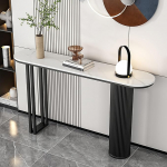 Industrieller Konsolentisch - Moderner geometrischer Eingangstisch f&uuml;r Wohnzimmer, Flur und Foyer - Stilvoller Couchtisch mit Metallrahmen (Wei&szlig;, 100 x 30 cm)