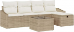 Rantry 6-teiliges Garten Sofa Set mit Kissen Beige Poly Rattan Gartenlounge Model3359270