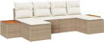 Rantry 6-teiliges Garten Sofa Set mit Kissen Beige Poly Rattan Akazie Gartenlounge Model3348142