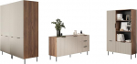 Mirjan24 Aocale I Furniture Set, Living Room Set with Chest of Drawers, TV Cabinet, Shelf with Black Metal Feet, Grooved Fronts, Modern Wall Unit (Warmia/Cashmere Nut)
