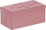 BRIAN & DANY Foldable Ottoman Bench, Velvet Ottoman with Storage for Living Room, Long Shoe Bench, Flannel Footrest Bench, 30 x 15 x 15 inches, Hot Pink