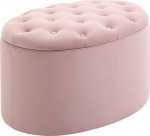 HOMCOM panipaigaga pink, sametise v&auml;limusega polsterdatud pink, ovaalne kuju, kirstupink elutuppa, magamistuppa, esikusse, 71 x 52 x 42 cm, roosa