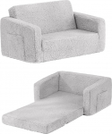 YOTATING laste diivanitool, 2 in 1 lapse kokkupandav diivan, mugav kahekordne laste diivanvoodi m&auml;ngutuppa, eriti pehme, 2-kohaline, laste diivanitool t&uuml;drukutele ja poistele, hall