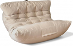 Aiire Double-Seater XXL Bean Bag, hiiglaslik, 2 inimesele, koos t&auml;idisega, ideaalne lugemiseks, l&otilde;&otilde;gastumiseks v&otilde;i m&auml;ngimiseks, Bean Bag diivan t&auml;iskasvanutele v&otilde;i lastele, beežikas