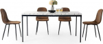 FurnitureR s&ouml;&ouml;gilauakomplekt, marmorist k&ouml;&ouml;gilaud ja 4 mokkamustriga tooli, k&ouml;&ouml;gilaud s&ouml;&ouml;gituppa, elutuppa, 150 x 75 x 75 cm, valge laud ja mustad jalad + mokkamustriga toolid