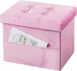 VewePata kokkupandav Ottomani sametist tufitud Ottomani koos hoiuga elutuppa magamistoas v&otilde;i &uuml;hiselamutuppa Jalatoe sametist v&auml;ljaheide k&uuml;ljetaskuga, 17" x 13" x 13", roosa