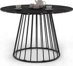 IDMarket - Yuna &uuml;mmargune s&ouml;&ouml;gilaud 6-le inimesele musta marmori efektiga Alaska lauaplaadiga ja musta metallist traatjalusega 110 cm