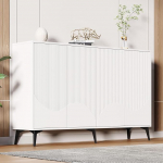 BNUZ Valge k&uuml;ljepaneel, laius 160 cm, multifunktsionaalne k&uuml;ljepaneel, kapp, riiulid, 4 ust, metallist jalad