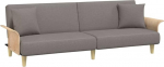 Schlafsofa mit Armlehnen, 2-in-1 Verstellbares Polstersofa, 2-Sitzer Sofa mit Bettfunktion, Schlafcouch f&uuml;r Wohnzimmer, Apartment, 224x89x70 cm Taupe Stoff