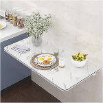 Schwebender Klapptisch mit Marmorstruktur zur Wandmontage, platzsparend, 80 x 50 cm, Klapptisch, 1,6 cm dick, Wandtisch mit schwebendem Design