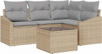 5-teiliges Garten Diivan Set mit Kissen Schwarz Poly Rattan Gartenlounge Model3346710
