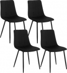 Klihome Dining Room Chairs Set of 4 for Bedroom Kitchen Living Room Kitchen Chairs Padded with Backrest Metal Legs Velvet Seat Black