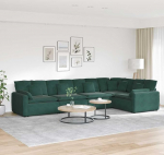 Model3321330 Modulaarne diivan sametkattega ja vahtpolsterdusega, tumeroheline, 417 x 217 x 64 cm