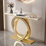 Konsole Sofatisch Schmaler Flur Foyer Tisch mit Metallgestell f&uuml;r Eingangsbereich, modernes Design f&uuml;r Wohnzimmer und Flur