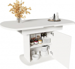 DRIXNO pikendatav ovaalne s&ouml;&ouml;gilaud 110/130 x 70 x 75 cm koos hoiuruumiga, kohvilaud, ruumi s&auml;&auml;stev multifunktsionaalne s&ouml;&ouml;gilaud, valge + h&otilde;bedane k&auml;epide