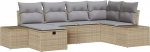Rantry 6-teiliges Garten Sofa Set mit Kissen Beige Poly Rattan Gartenlounge Model3359379