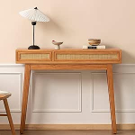 PQXQZ Konsole aus Massivholz Im Landhausstil mit 2 Schubladen Schmaler Dekotisch f&uuml;r Flur Diele und Wohnzimmer(100x25x80cm)