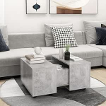 Tino Tech kohvilaud puidust materjalist 60 x 60 x 38 cm betoonist hall elutoa kohvilaud diivanilaud kaasaegne maja laud kohvilaud kesklaud k&uuml;ljelaud ratastega elutoa laud