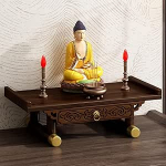 Buddha-Altartisch aus Bambus, 32,5 cm gro&szlig;er pers&ouml;nlicher Schrein-Opfersockel, dekorative Gebetsnische, chinesisches R&auml;ucherwerk, Meditationsdisplay f&uuml;r Zuhause oder das B&uuml;ro
