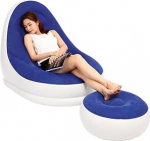 T&auml;ispuhutav diivan-tool koos jalapadjaga, puhuriga Chaise Lounge Air Lazy Flocking Couch Set, kaasaskantavad tooli istmed sise- ja v&auml;litingimustes kasutamiseks, sinine