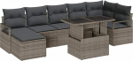 8-teiliges Garten-Sofa-Set mit Kissen Grau Poly Rattan, 2-Sitzer Garten Sofa mit Kissen Grau Poly Rattan Gartenlounge Model3348865