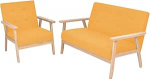 Fasba diivan-komplekt 2-TLG. Stoff Gelb, Polstersofa Moderne Relax-Couch f&uuml;r Wohnzimmer Schlafzimmer Hobbyraum274916