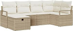 6-teiliges Garten Sofaset mit Kissen Beige Poly Rattan, 2-Sitzer Garten Sofa mit Stauraum & Kissen Beige Poly Rattan Gartenlounge Model3360512