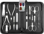 MarQus Solingen complete manicure set 12 pieces - made in Germany - nail care set in high-quality leather case - complete set and perfect gift for women and men Black