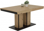Hela Tische, Agnes Dining Table Column Table Melamine Coated Artisan Oak with Synchronous Extension 140-220 x 90 x 76 cm