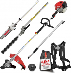 Hecht high-quality 4-in-1 petrol multifunctional device, brush cutter, grass trimmer, pole pruner and hedge trimmer in one, with ideal extension