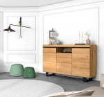 Skraut Home - Sideboard for Living Room, Dining Room, Office, Oak/Black, 3 Doors, 1 Compartment, 140 x 40 x 92 cm, Nordic