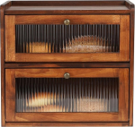 GUUSII HOME leivakast Suur leivakast k&ouml;&ouml;gipuidust suur leiva ladustamine 2-tasandiline leivakast XL 36 x 24 x 34 cm parim leiva ladustamine magnetilise akr&uuml;&uuml;luksega leivakast (pruun)