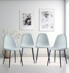 Hallowood Furniture Cullompton Dining Chairs Set of 4 with Black Metal Legs, Modern and Stylish Solid Backrest, Light Grey, Dining Chairs in Fabric Upholstery for Home, Restaurant and