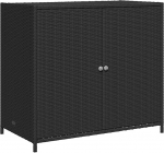 vidaXL Garden Cabinet, Utility Cabinet with Lots of Storage Space, Side Cabinet with Doors, Balcony Cabinet, Patio Cabinet, Black Poly Rattan
