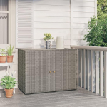 MOONAIRY Garden Cabinet, Plant Table, Grill Table, Outdoor Cabinet, Outdoor Cabinet, Balcony Cabinet, Storage Cabinet, Patio Cabinet, Grey, 100 x 55.5 x 80 cm, Poly Rattan