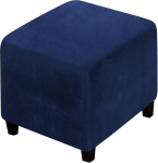 XGANGM Velvet Ottoman Protective Cover Stool Cover Square 40 x 40/50 x 50/70 x 70/100 x 100 cm Stretch Stool Cover Protective Covers Sofa Ottoman Cover, Navy Blue, 1XL