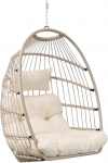 Goutime Hanging Egg Chair, Foldable Egg Swing Chair with UV Resistant Cushion, 204 kg Capacity, for Indoor Outdoor Garden Backyard (Apricot Grey)