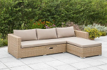 gartenmoebel-einkauf Veneto Lounge Sofa Steel + Polyrattan Natural with Lounger and Storage Box