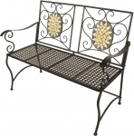 VERDELOOK Metal Mosaic Series Bench with Decorations, 116 x 56 x 90 cm, Black with Coloured Decorations