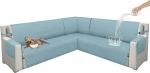 Arfntevss U Shaped Sectional Sofa Covers Waterproof L Shape Sofa Cover Set Living Room Universal Quilted Slipcover U Shaped Non-Slip Couch Cover Pet Furniture Protector (Light Blue, Large)
