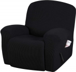 Super Stretch 1 Piece Couch Cover Deck Chair Covers Shape Fitted Power Lift Deck Chair Slipcovers Feature Soft Thick Jacquard (Black)