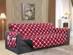 Elegant Comfort Protective Cover with Smart Pockets and Elastic Straps Pet Kids Protection Microfiber Burgundy/Black Oversized Sofa