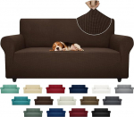1 Piece Stretch Sofa Cover Jacquard Couch Slipcover (Coffee, Sofa)