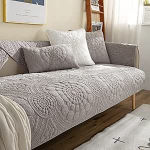 vctops Boho Circle tikand Diivan Cover Solid Color puuvillane tikitud libisemisvastane diivan Slipcover koertele lastele Lemmikloomade m&ouml;&ouml;bli kaitsja (Hall, 28 x 59 tolli)